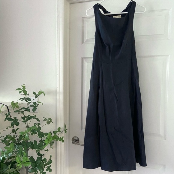 MM Lafleur Dresses & Skirts - M.M.Lafleur Midi Navy Blue Racerback Twist Strap Dress Flowy Structured Size 4